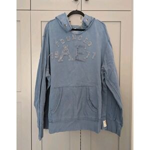 Vintage Y2K American Eagle Hoodie Mens XXL Blue Sweatshirt Distressed Streetwear